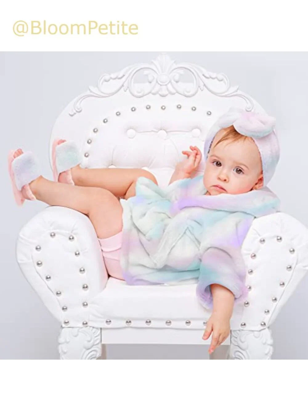 Toddler Hooded Robe Set Spa Bathrobe Slippers Washcloth